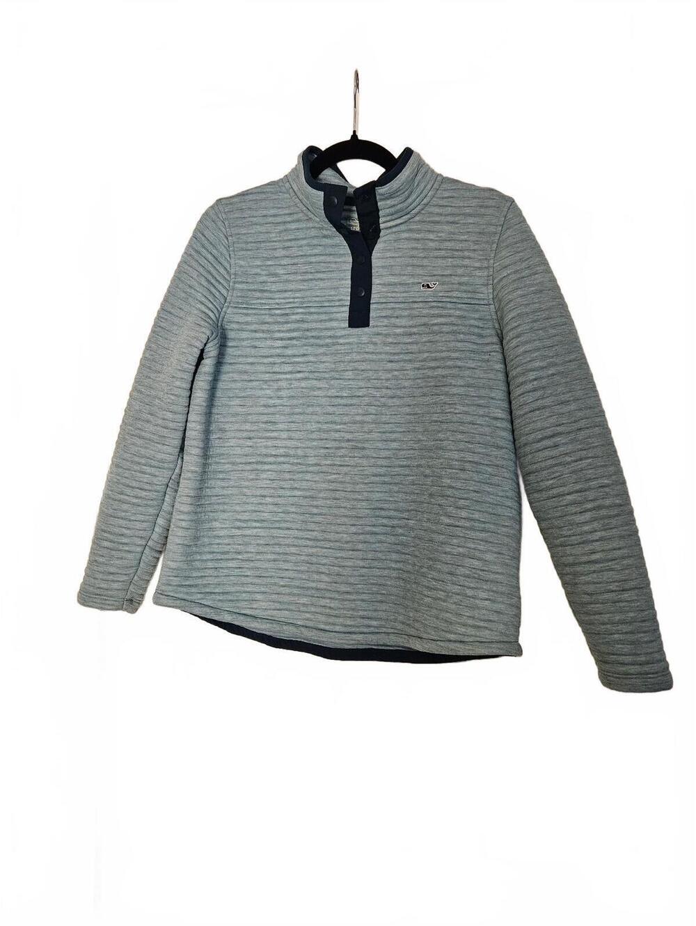 Vineyard Vines Women's "Stormy Seas" Blue Quilted Pullover Sweatshirt Size S